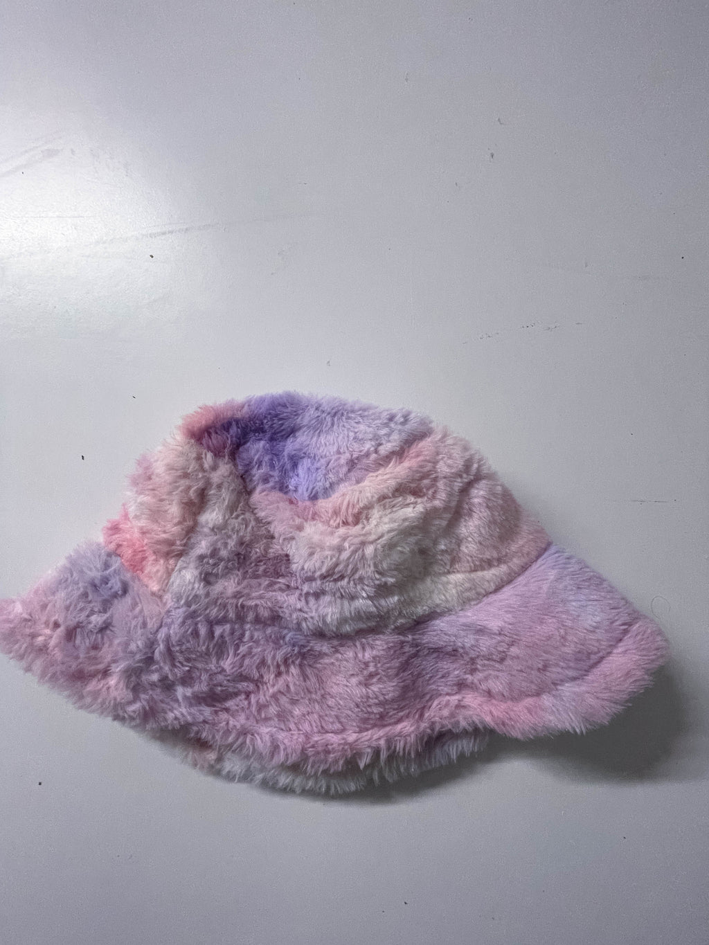 Vintage womens winter faux fur rainbow bucket hat