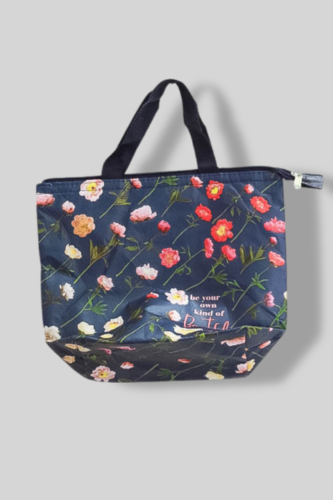 Blue Floral print tote shopping bag