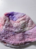 Vintage womens winter faux fur rainbow bucket hat