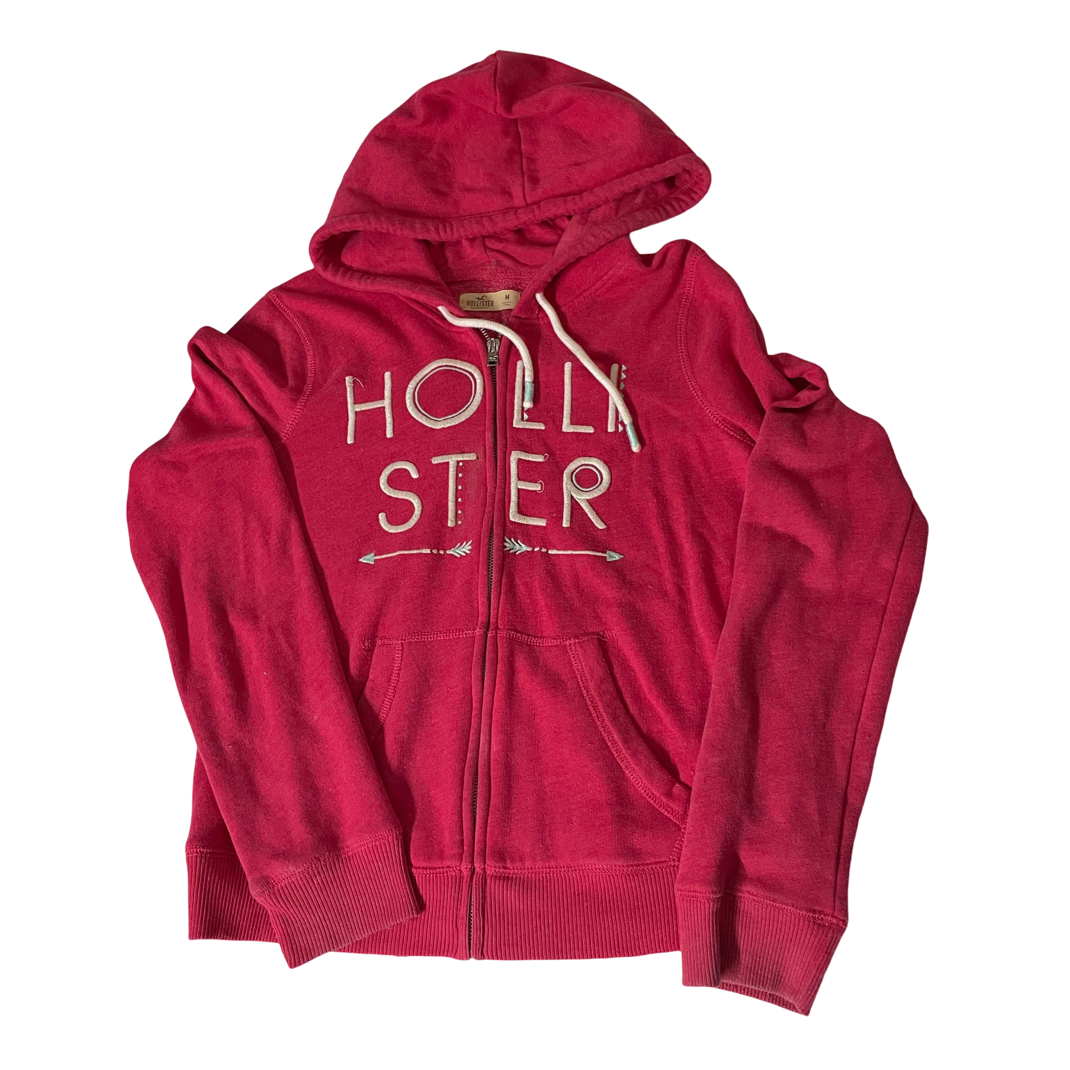 Vintage women's Pink Hollister Co. full zip hoodie in M| L 21 W 20| SKU 3720