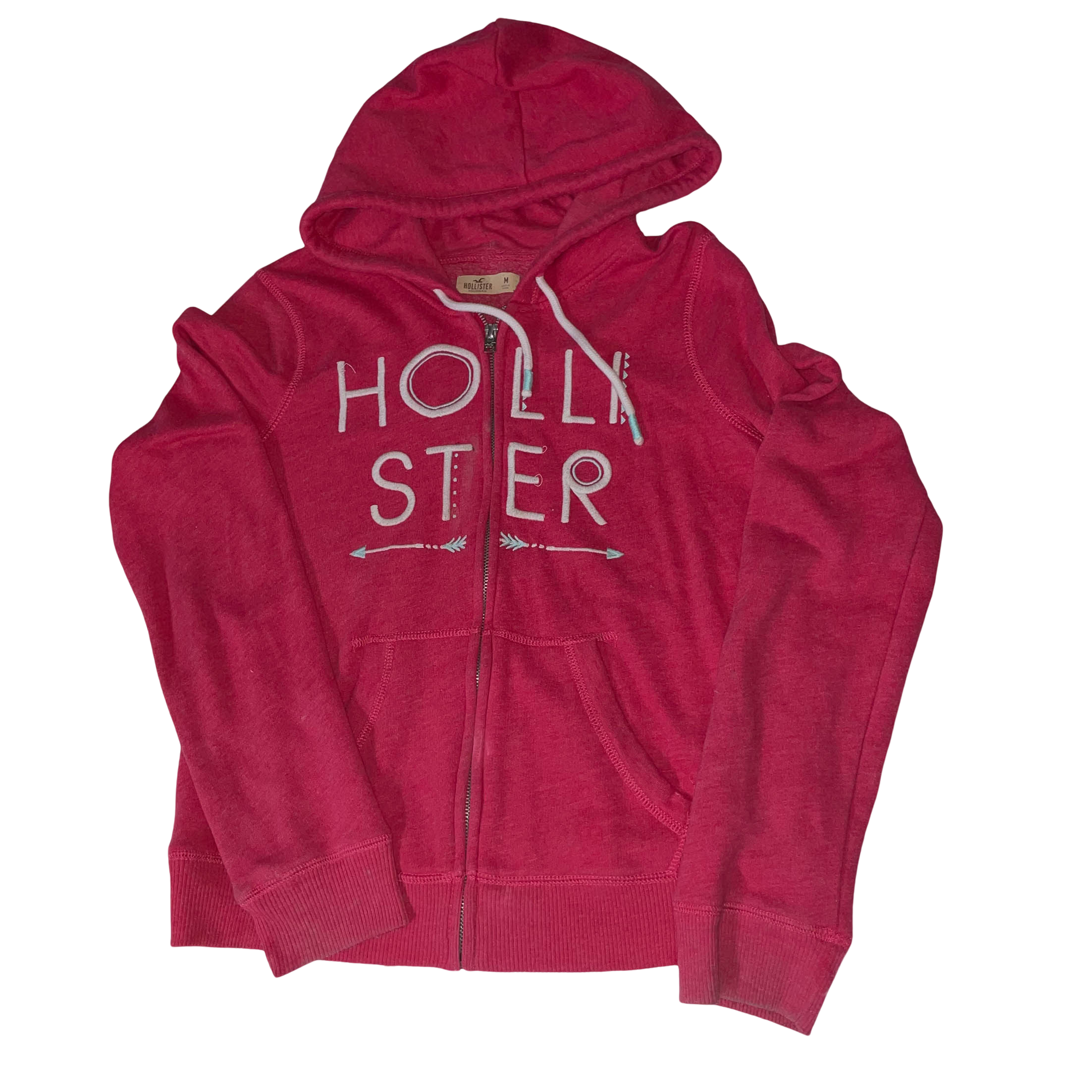 Vintage women's Pink Hollister Co. full zip hoodie in M| L 21 W 20| SKU 3720
