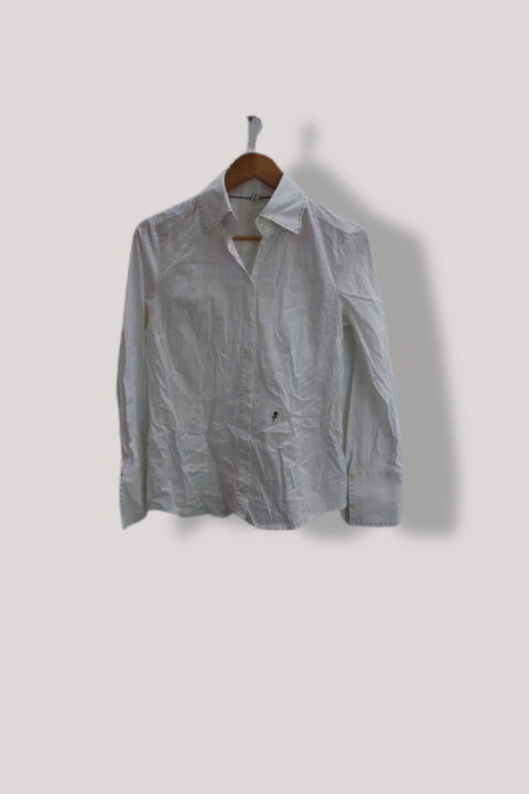 Vintage Siedensticker white casual fit medium long sleeve shirt