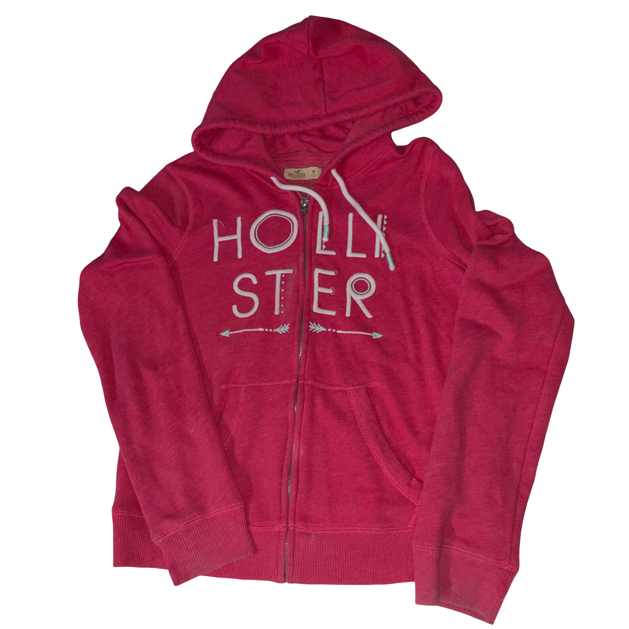 Vintage women's Pink Hollister Co. full zip hoodie in M| L 21 W 20| SKU 3720
