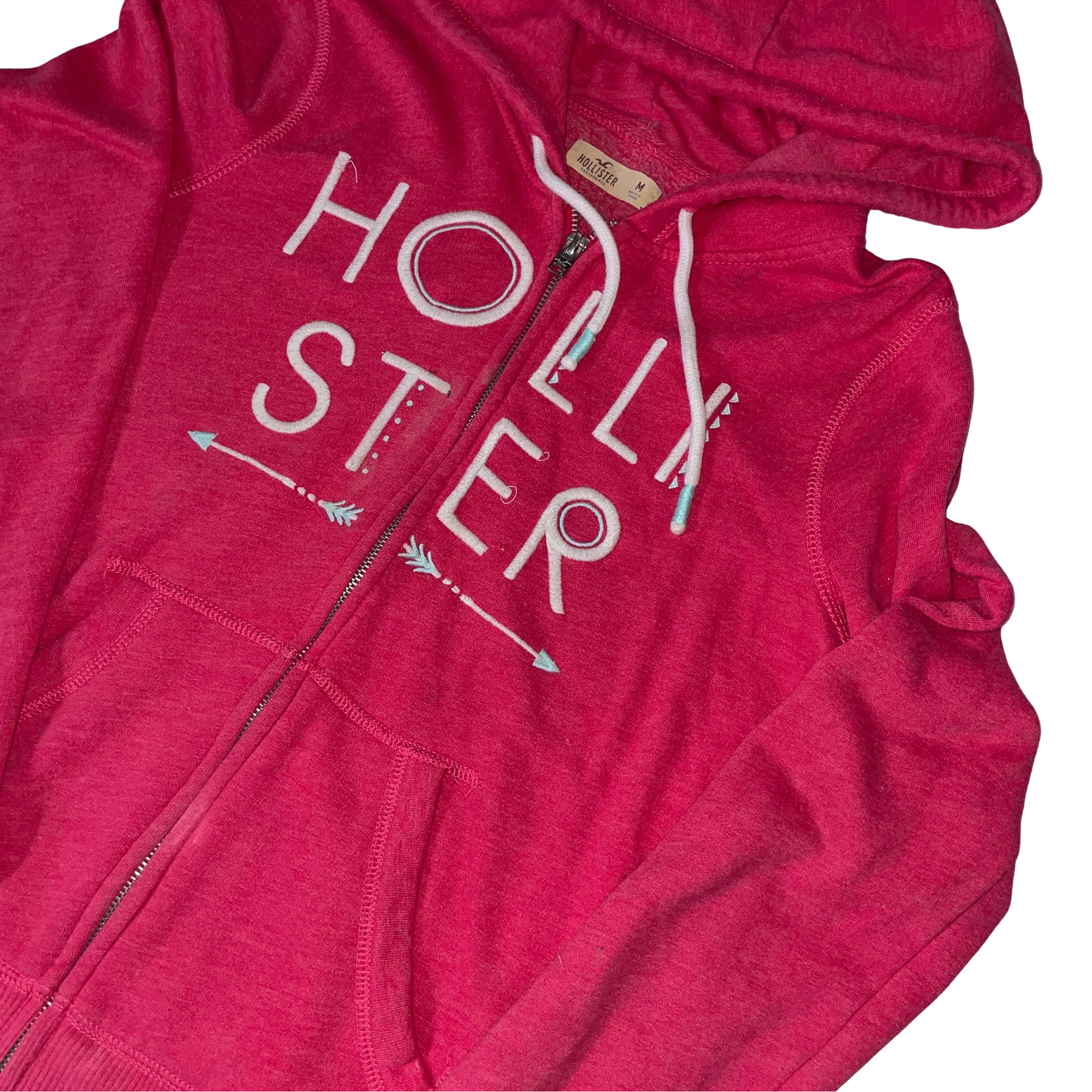 Vintage women's Pink Hollister Co. full zip hoodie in M| L 21 W 20| SKU 3720
