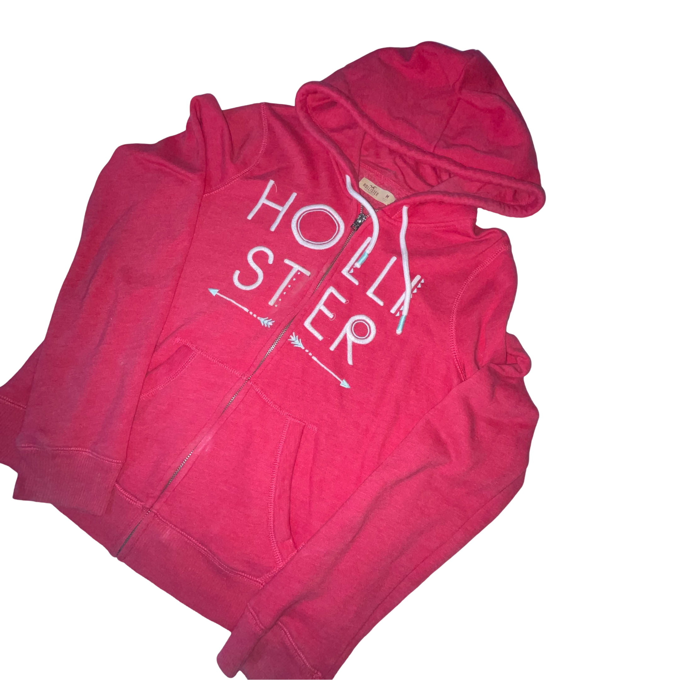 Vintage women's Pink Hollister Co. full zip hoodie in M| L 21 W 20| SKU 3720