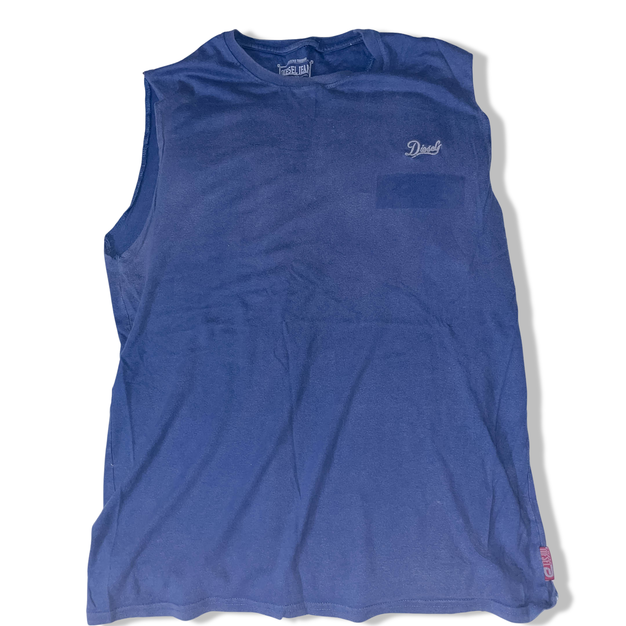 Vintage Diesel jeans round sleeveless cotton mens medium blue tees