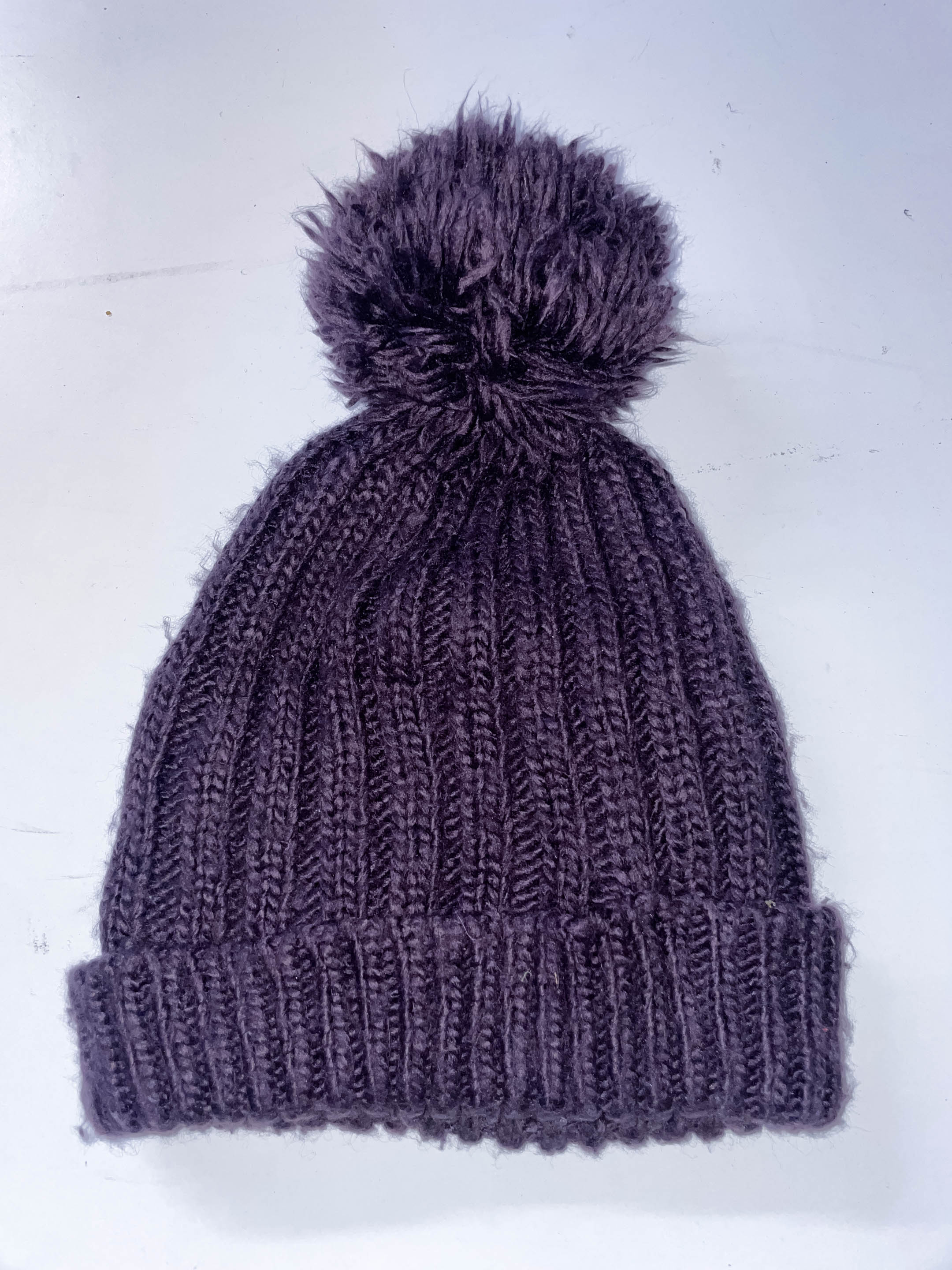Vintage purple arcylic wool beanie hat