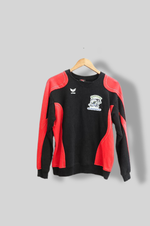 Vintage Erima black and red color block bikers small crew neck sweatshirt