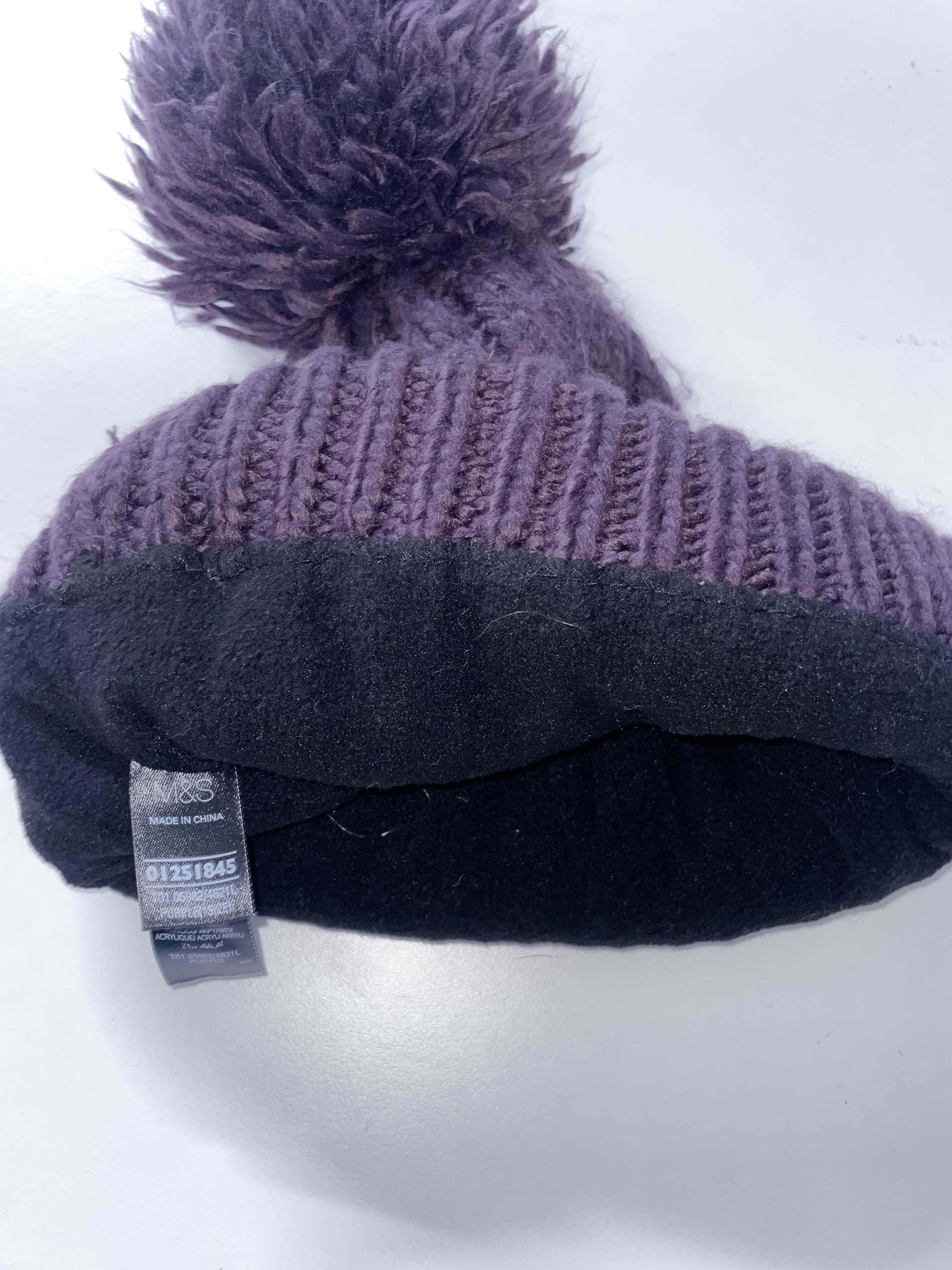 Vintage purple arcylic wool beanie hat
