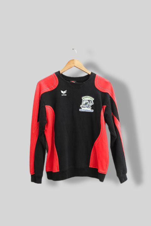 Vintage Erima black and red color block bikers small crew neck sweatshirt