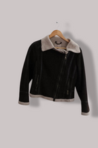 Vintage brown bikers faux fur womens jacket Xs