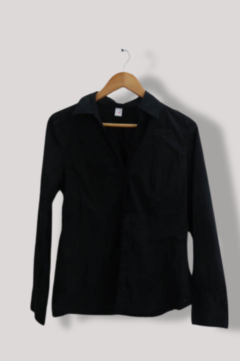 Vintage womens S.Oliver Black slim fit long sleeve shirt size 12