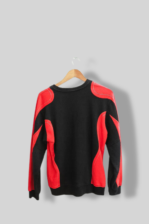 Vintage Erima black and red color block bikers small crew neck sweatshirt