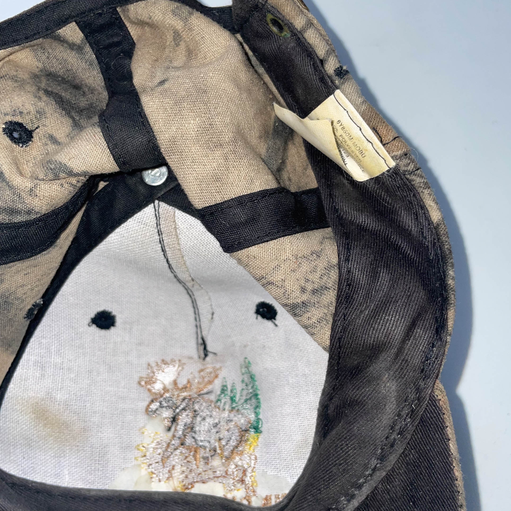 Vintage Atikokan Ontario Canada cream camo baseball cap