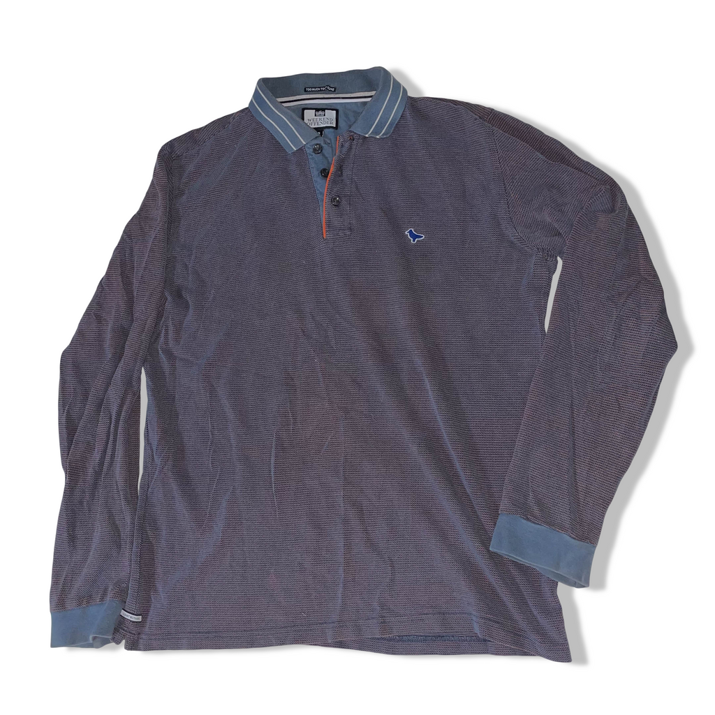 Vintage mens Weekend Offender grey long sleeve polo shirt size S| L26 W20 | 3682