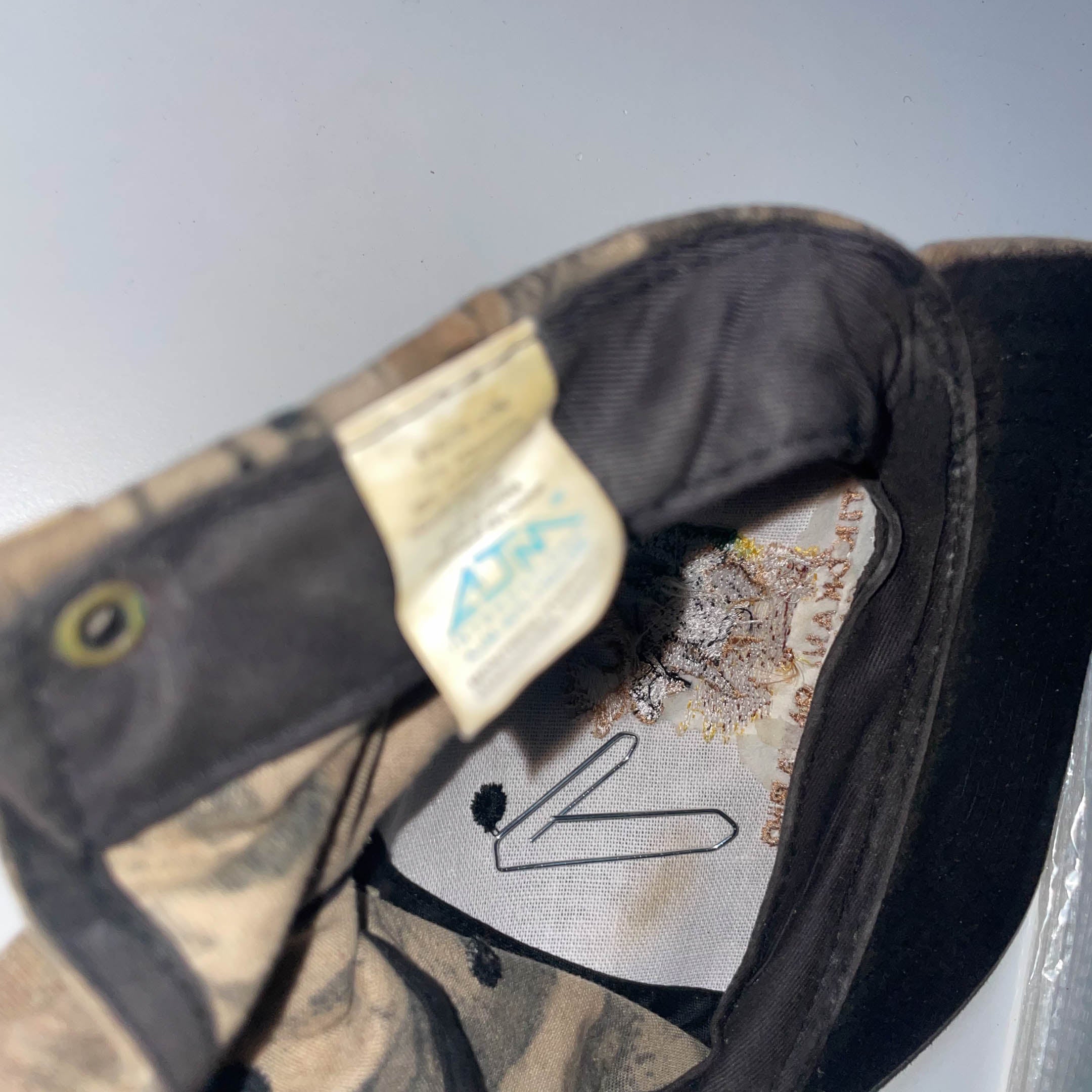 Vintage Atikokan Ontario Canada cream camo baseball cap