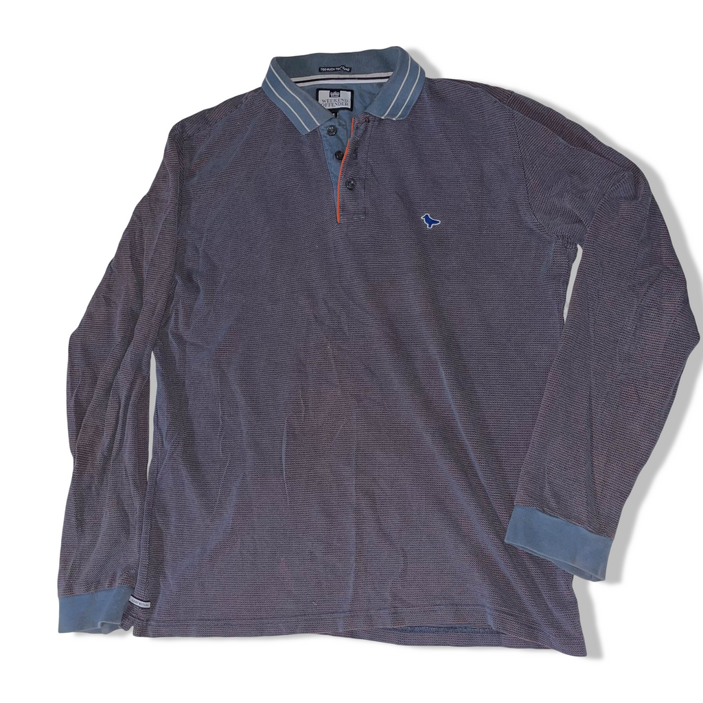 Vintage mens Weekend Offender grey long sleeve polo shirt size S| L26 W20 | 3682