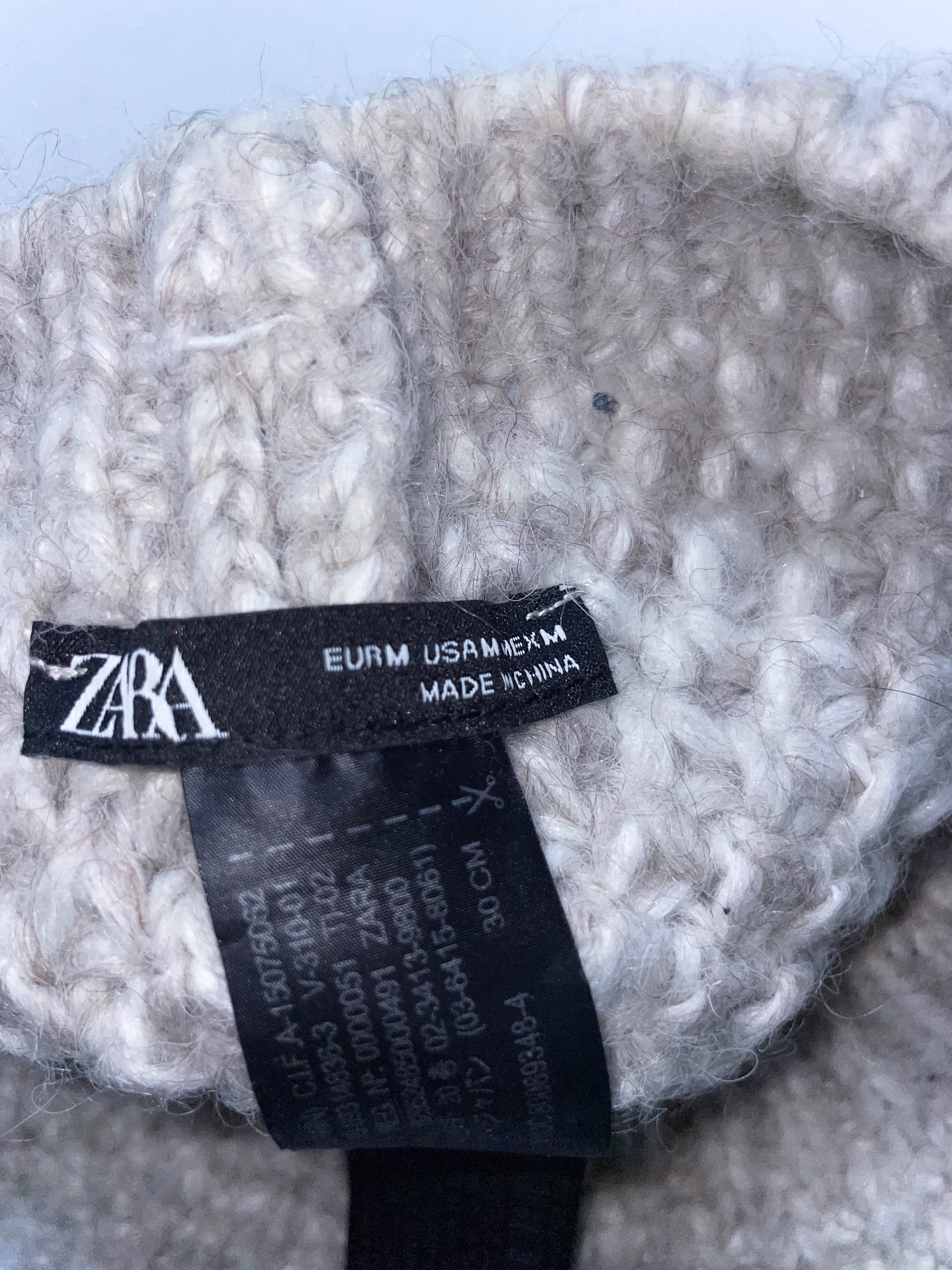 Vintage Knitted cream womens zara beret