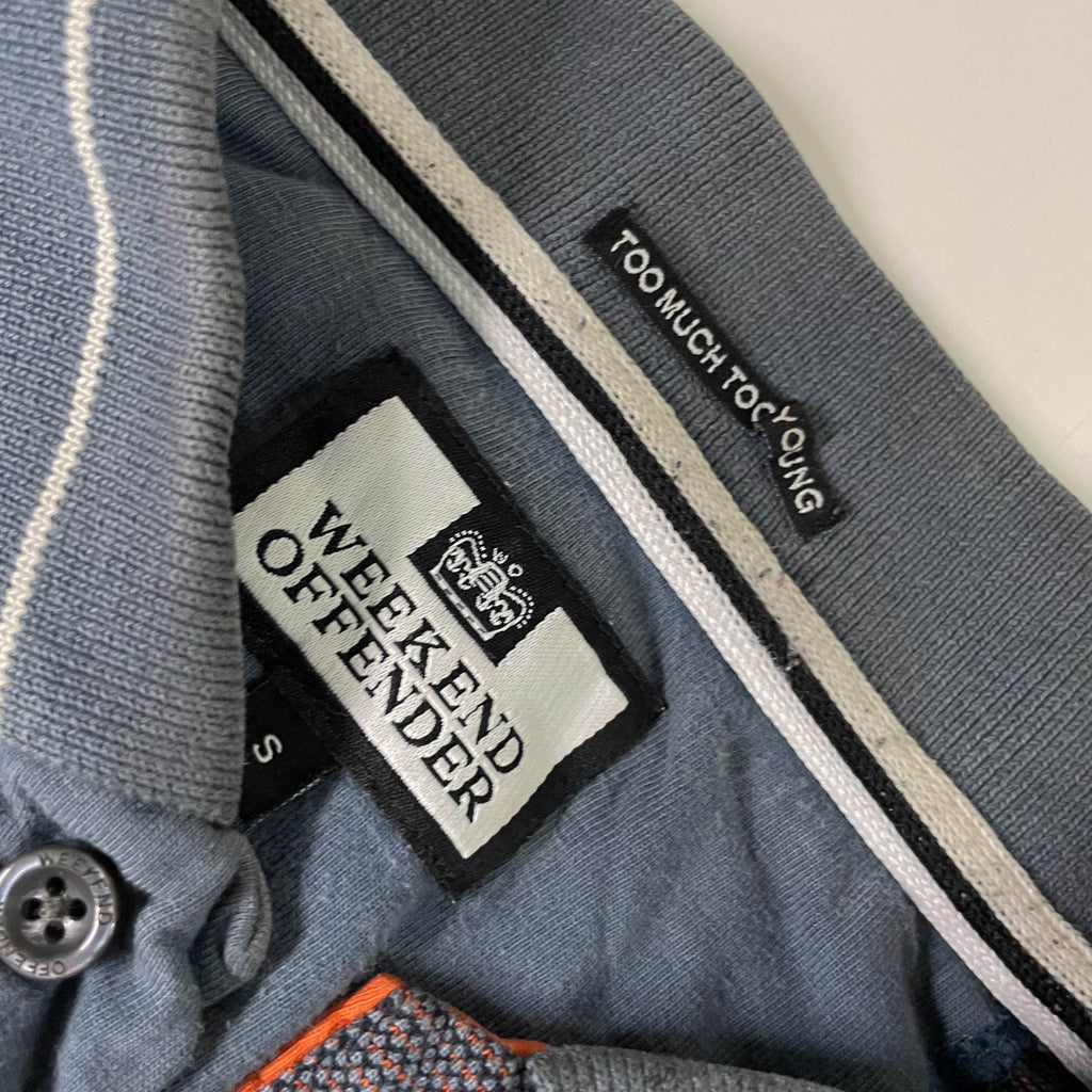 Vintage mens Weekend Offender grey long sleeve polo shirt size S| L26 W20 | 3682
