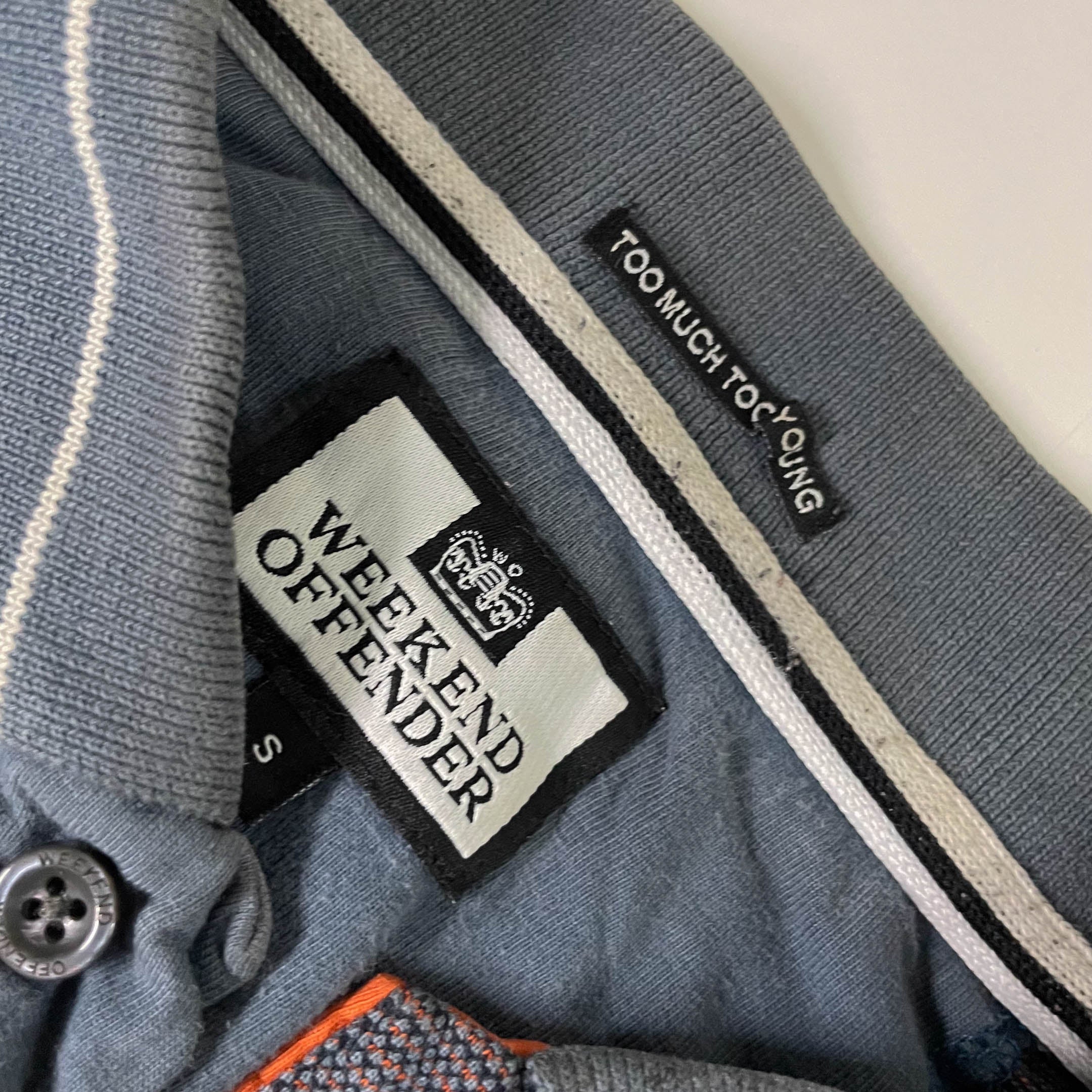 Vintage mens Weekend Offender grey long sleeve polo shirt size S| L26 W20 | 3682