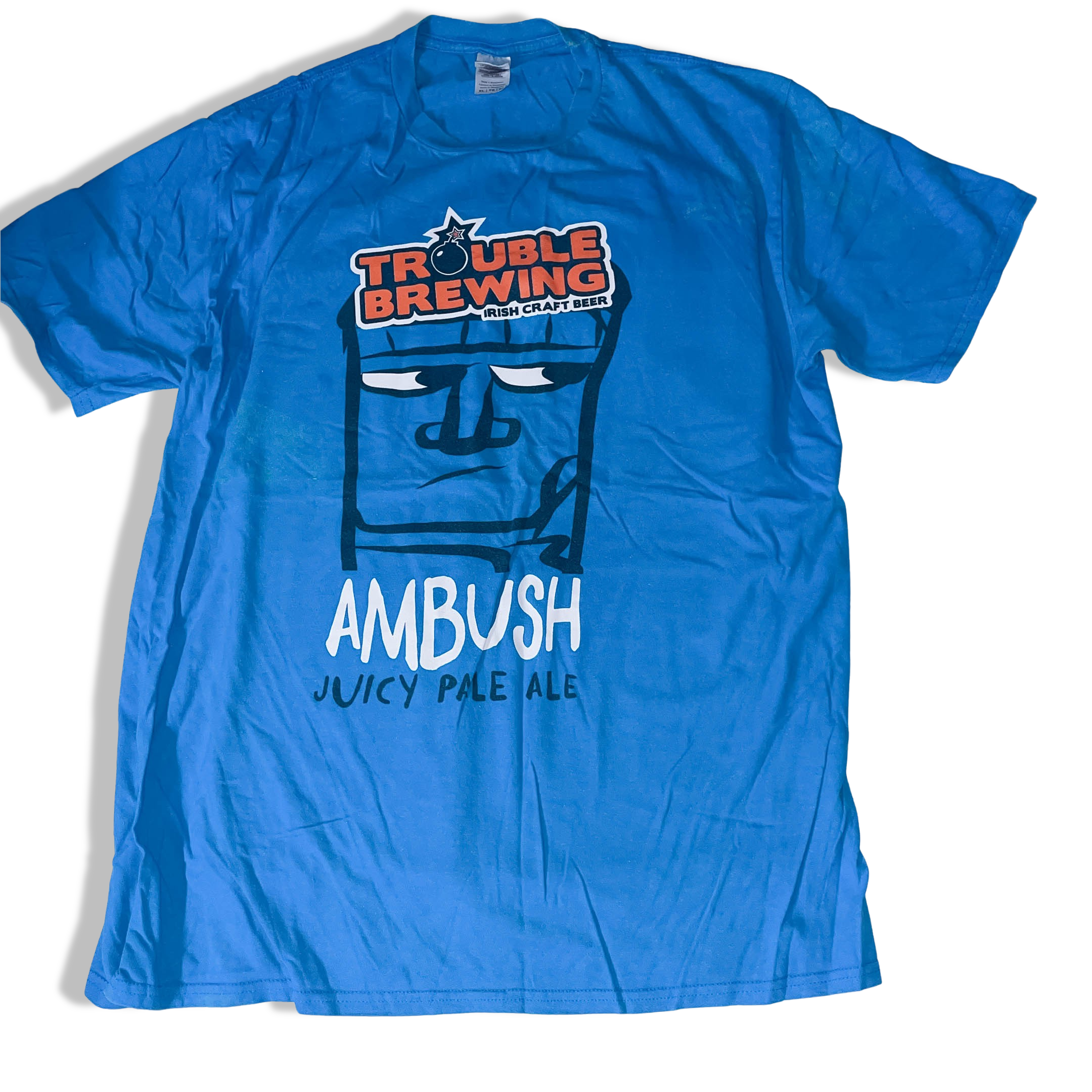 Vintage Blue Gildan Trouble Brewing Irish Craft bear premium cotton XL tees