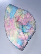 Vintage womens winter faux fur rainbow bucket hat