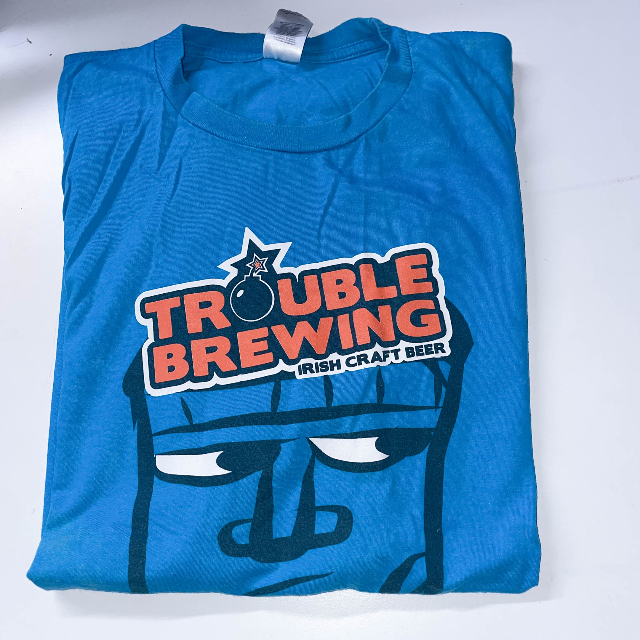 Vintage Blue Gildan Trouble Brewing Irish Craft bear premium cotton XL tees