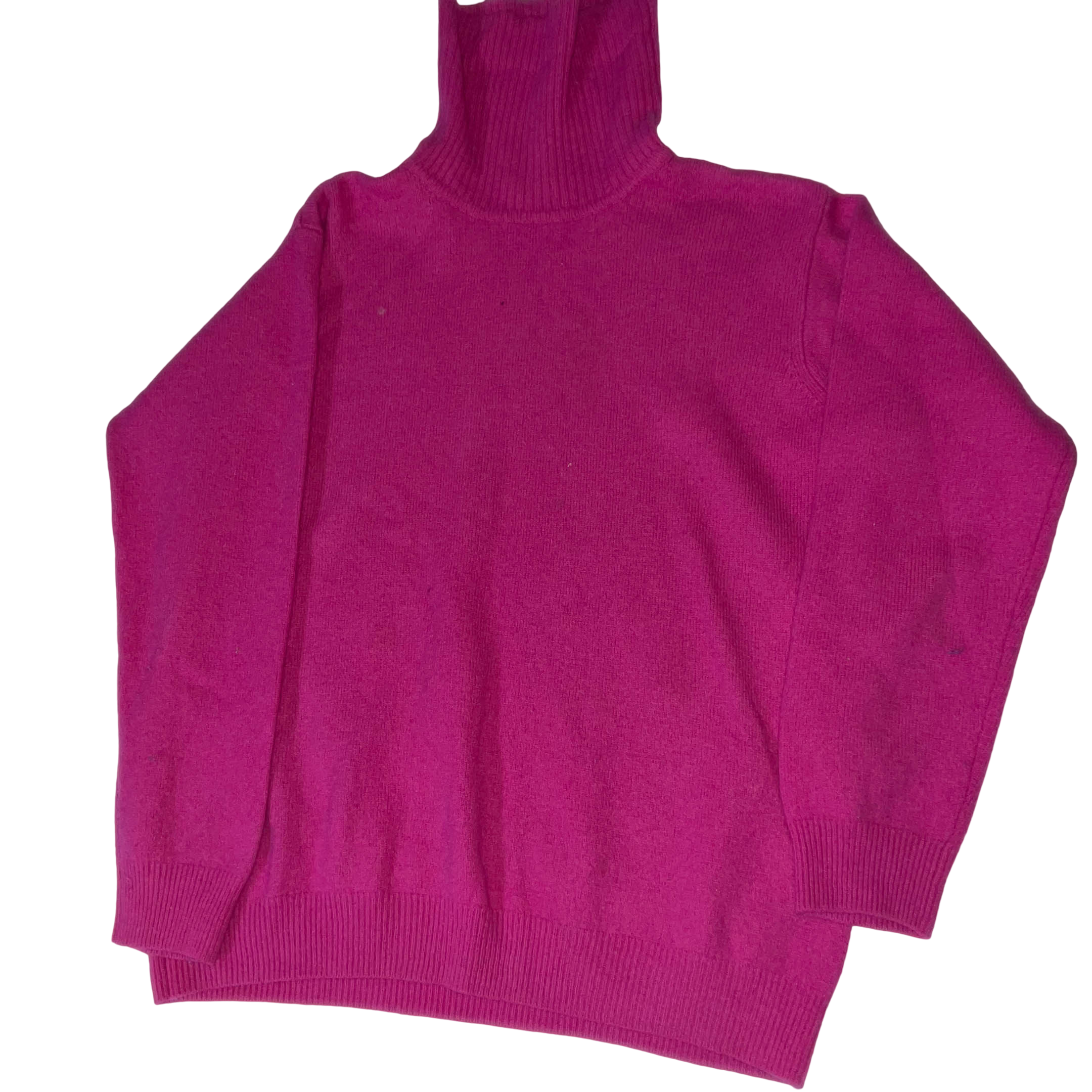 Vintage Women's Woolovers pink wool turtleneck jumper in M| SKU 3723