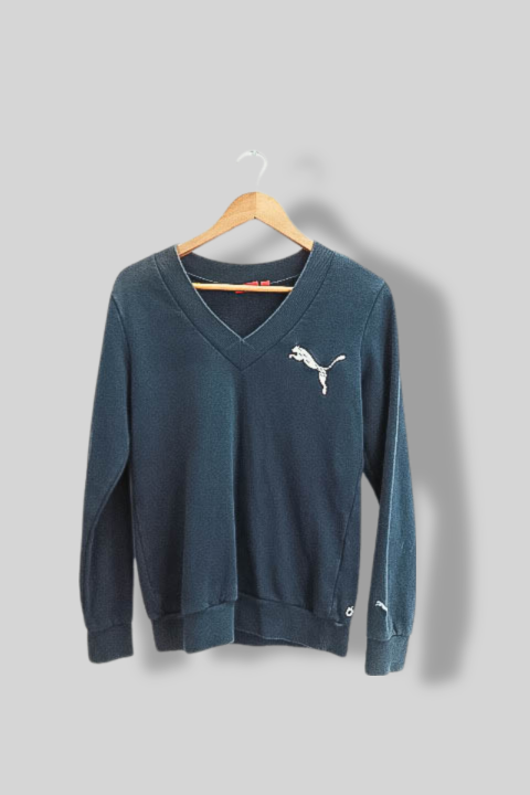 Vintage Puma vneck blue medium womens sweatshirt