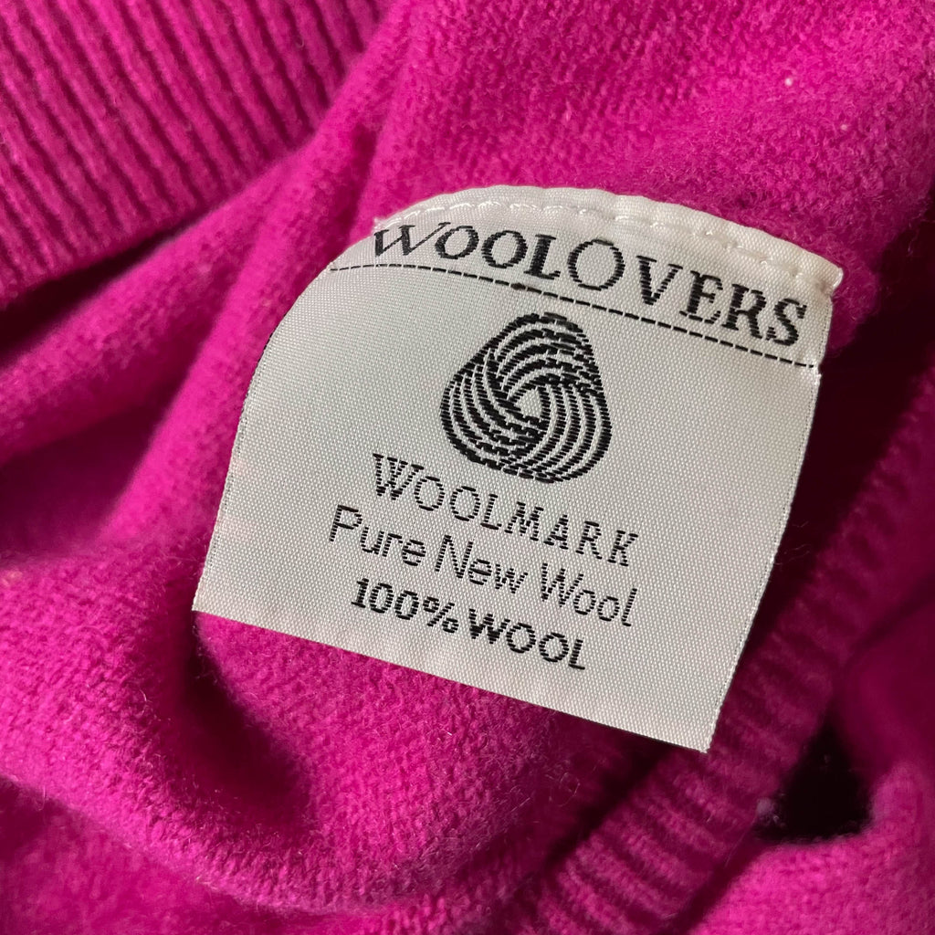 Vintage Women's Woolovers pink wool turtleneck jumper in M| SKU 3723