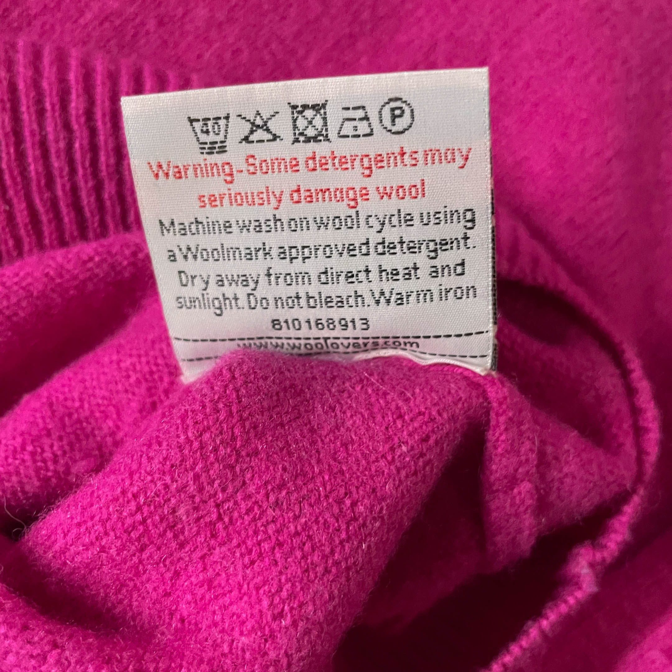 Vintage Women's Woolovers pink wool turtleneck jumper in M| SKU 3723