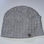 Vintage cable pattern knitted grey beanie cap| One size| grey| SKU 3683