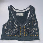 Y2K Abercrombie & Fitch womens grey studded 90's small vest