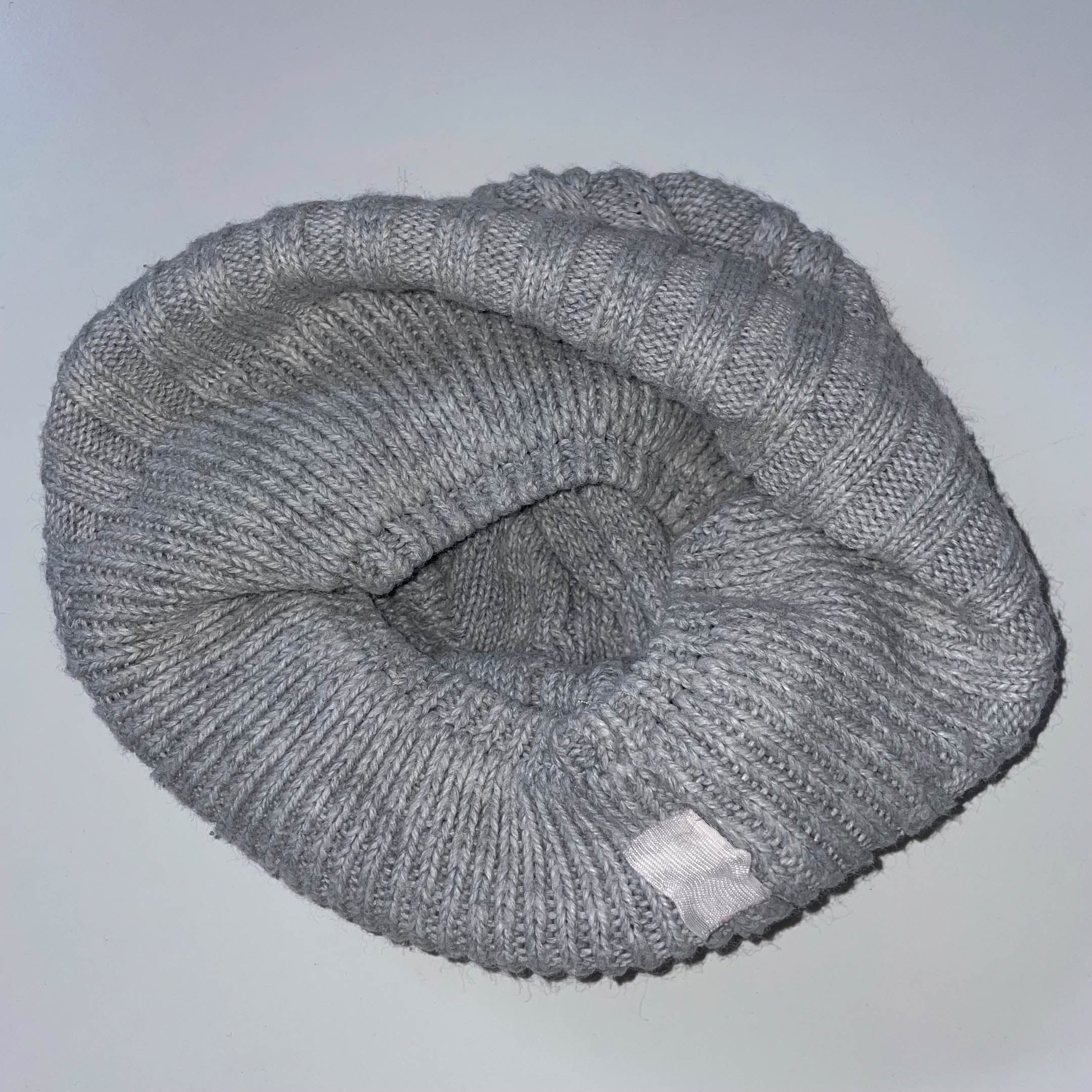 Vintage cable pattern knitted grey beanie cap| One size| grey| SKU 3683