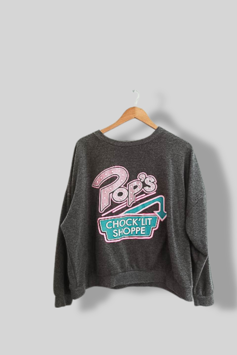 Riverdale grey pops chock lit shoppe print womens large sweatshirt
