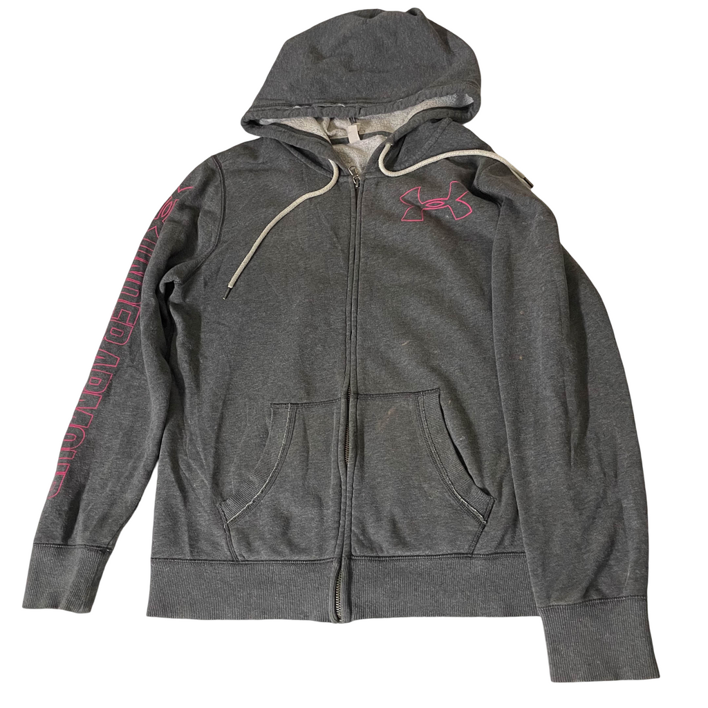 Vintage women's grey Under Armour full zip hoodie in XS| L 25 W 20| SKU 3724