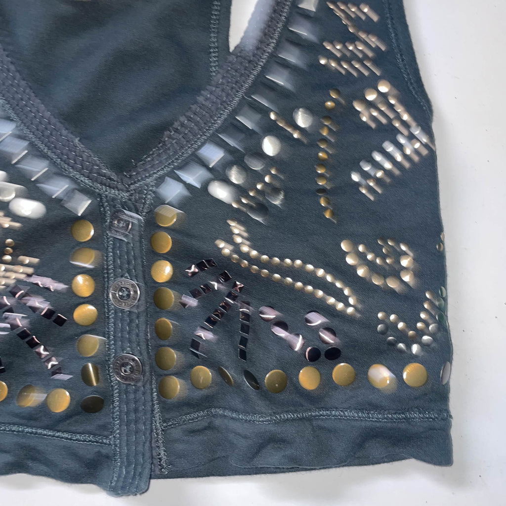 Y2K Abercrombie & Fitch womens grey studded 90's small vest