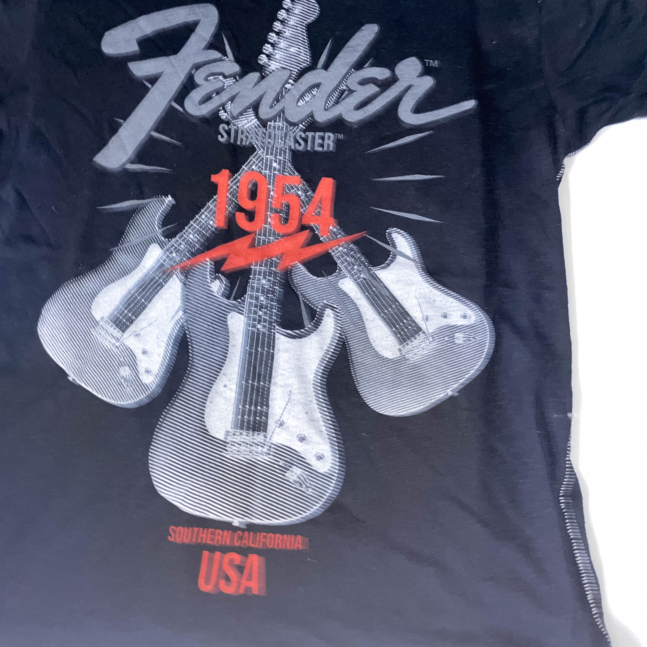 Vintage Fender 1954 Stratocaster Guitar Graphic black large Tee Shirt