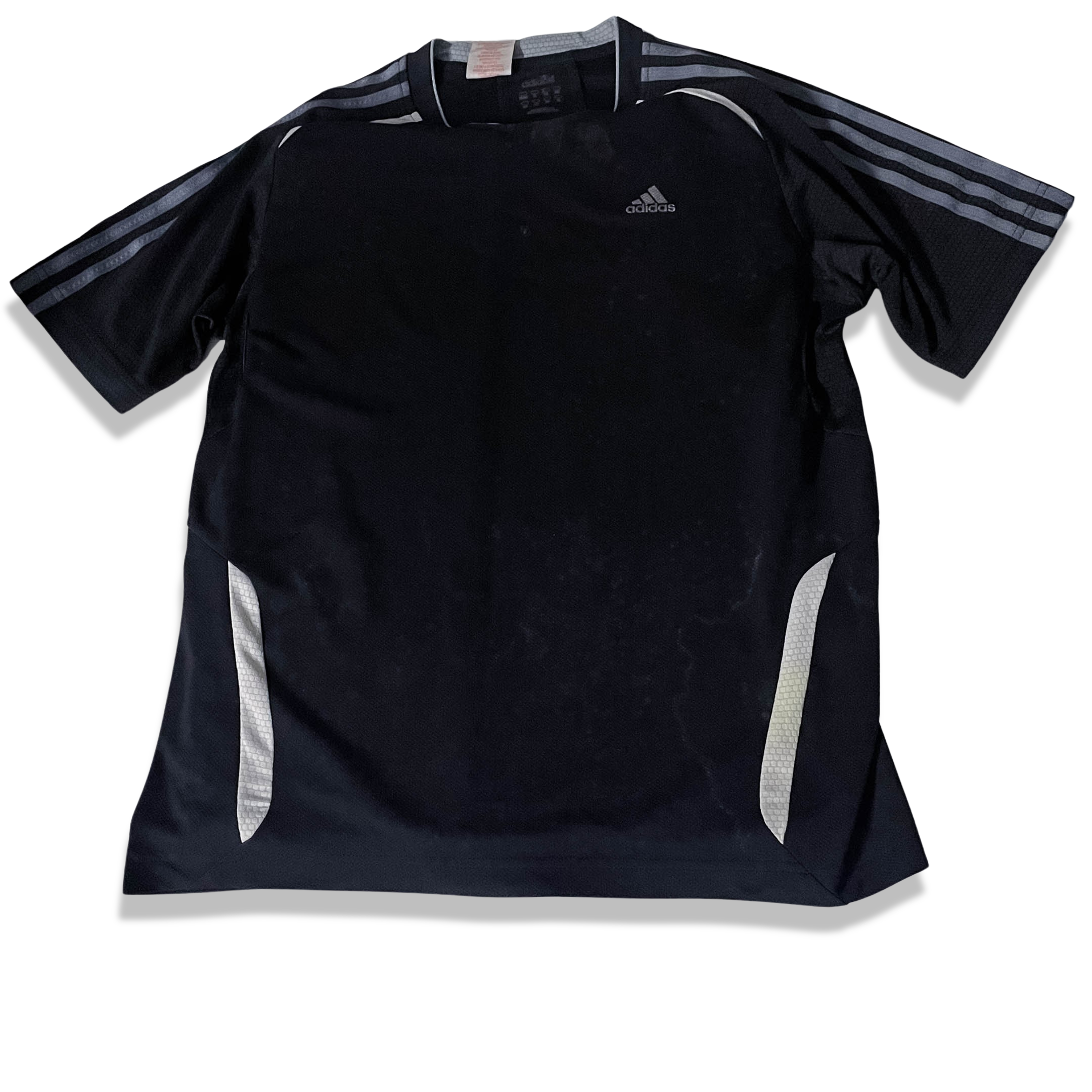 Vintage Black Adidas 3-stripe training medium short sleeve tees size L