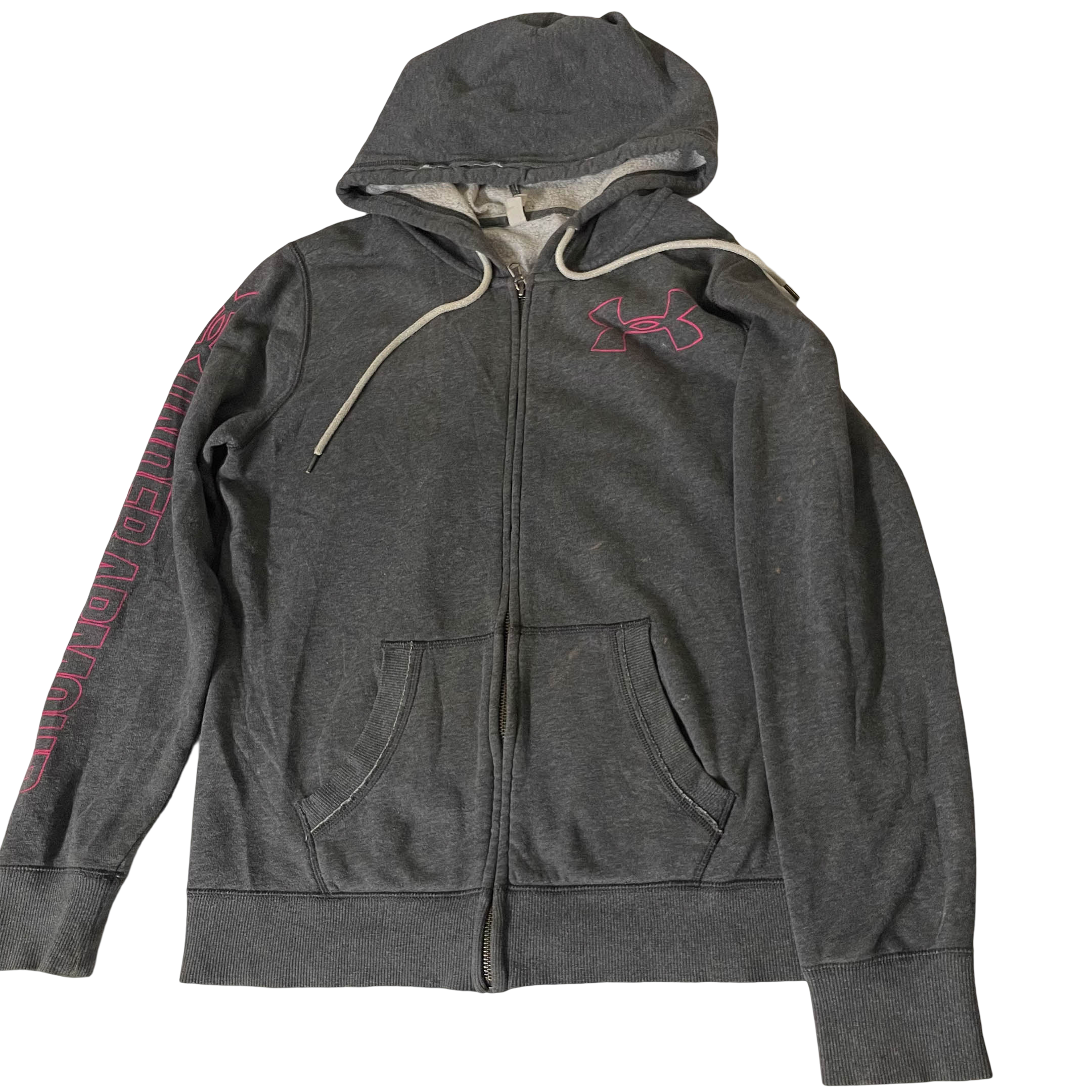 Vintage women's grey Under Armour full zip hoodie in XS| L 25 W 20| SKU 3724