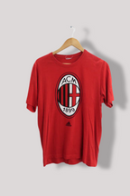 Vintage Adidas AC Millan Logo crest mens medium red tees