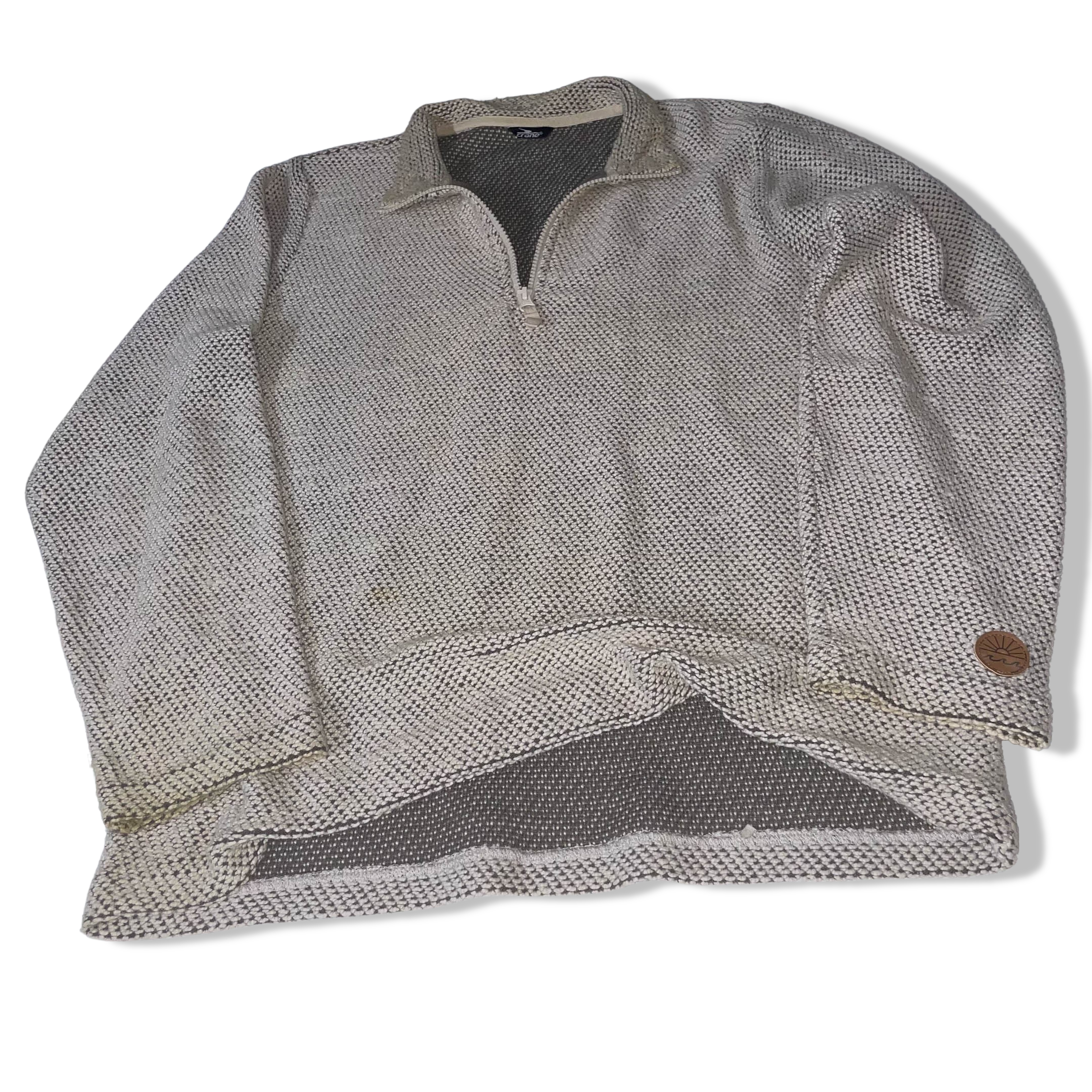 Vintage Crane cream 1/4 zip up mens medium sweatshirt