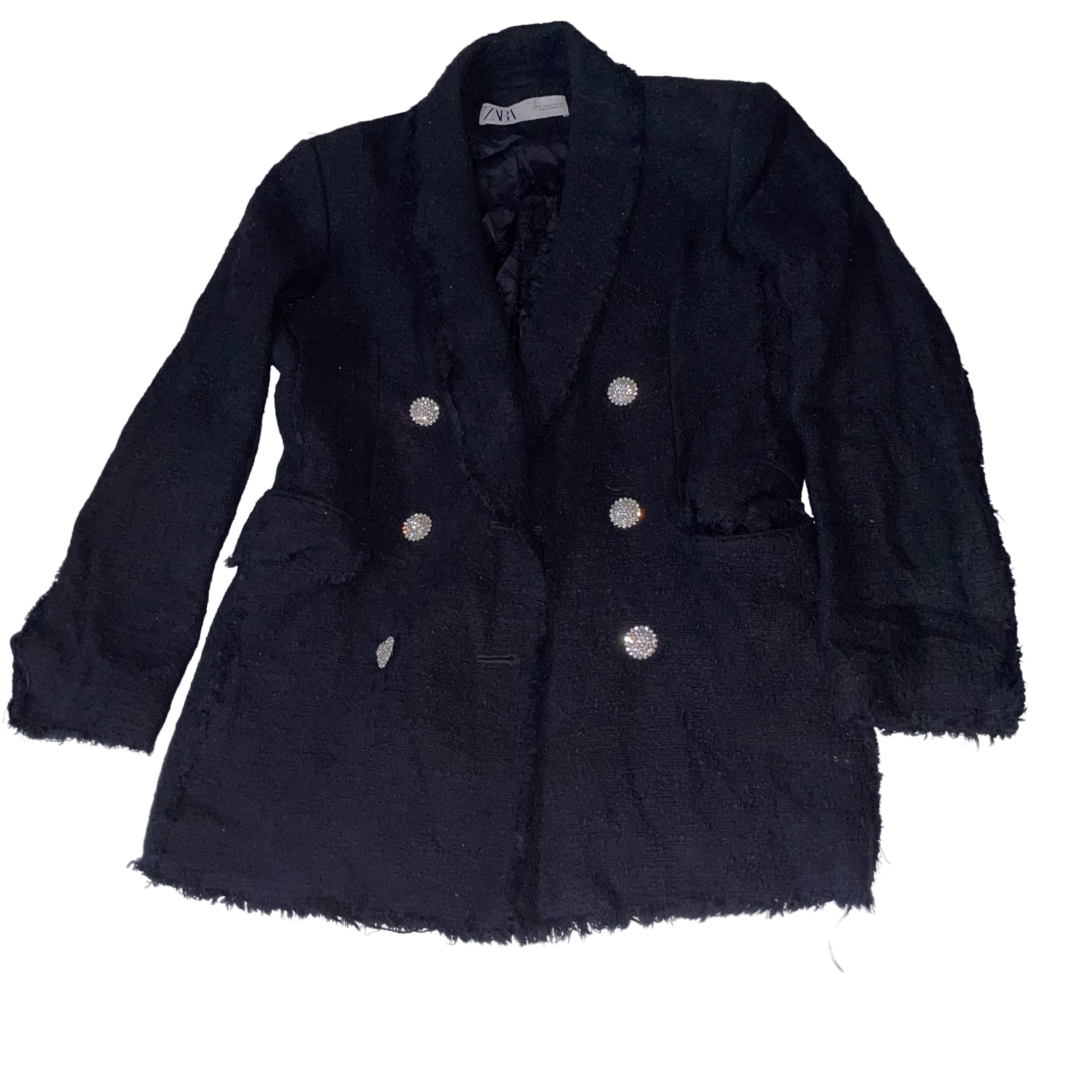 Zara made in Morocco Women's Double breasted black blazers in S| L 29 W 19| 3725