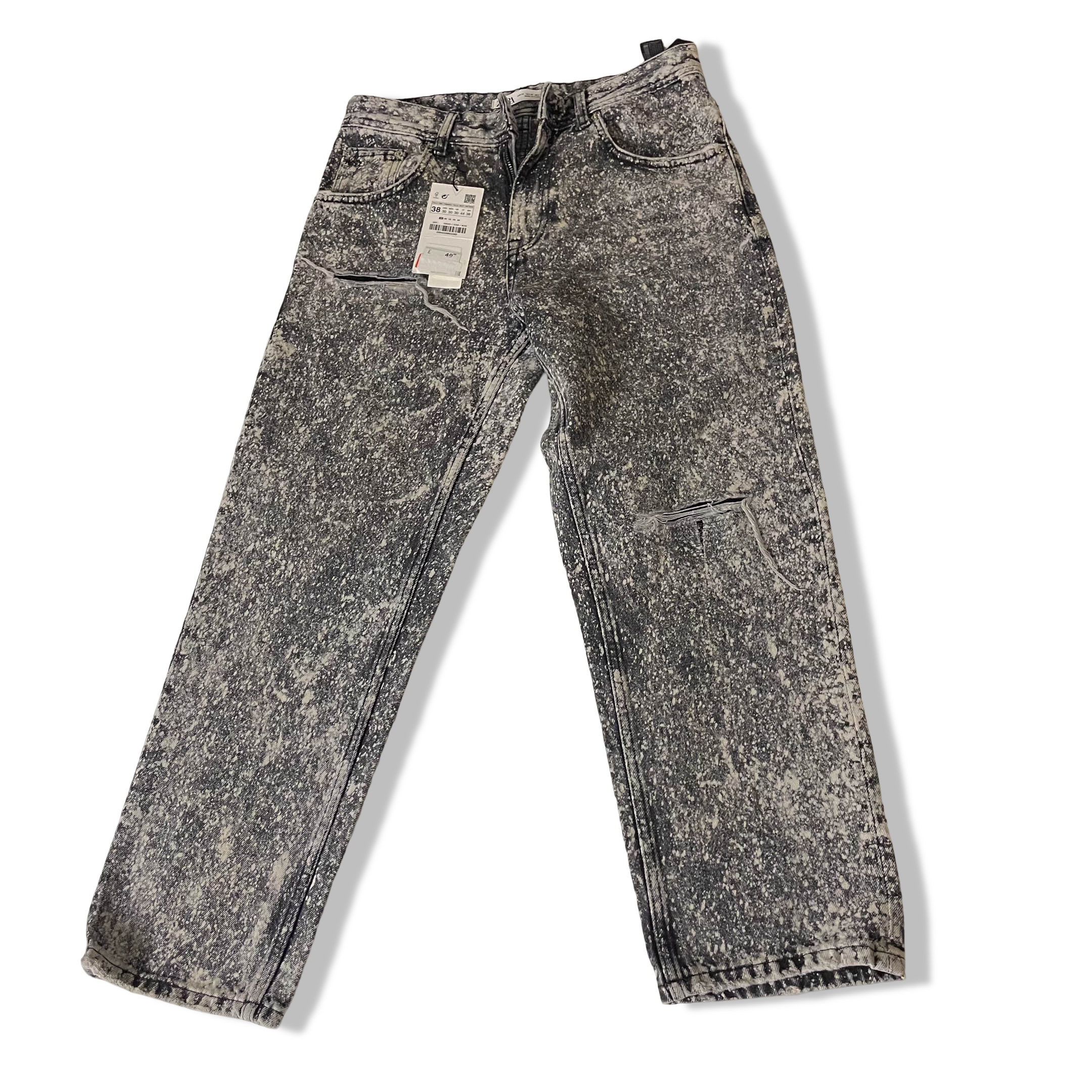 Vintage Zara Grey Acid wash jeans straight leg trouser US 30  with new tag| 3705