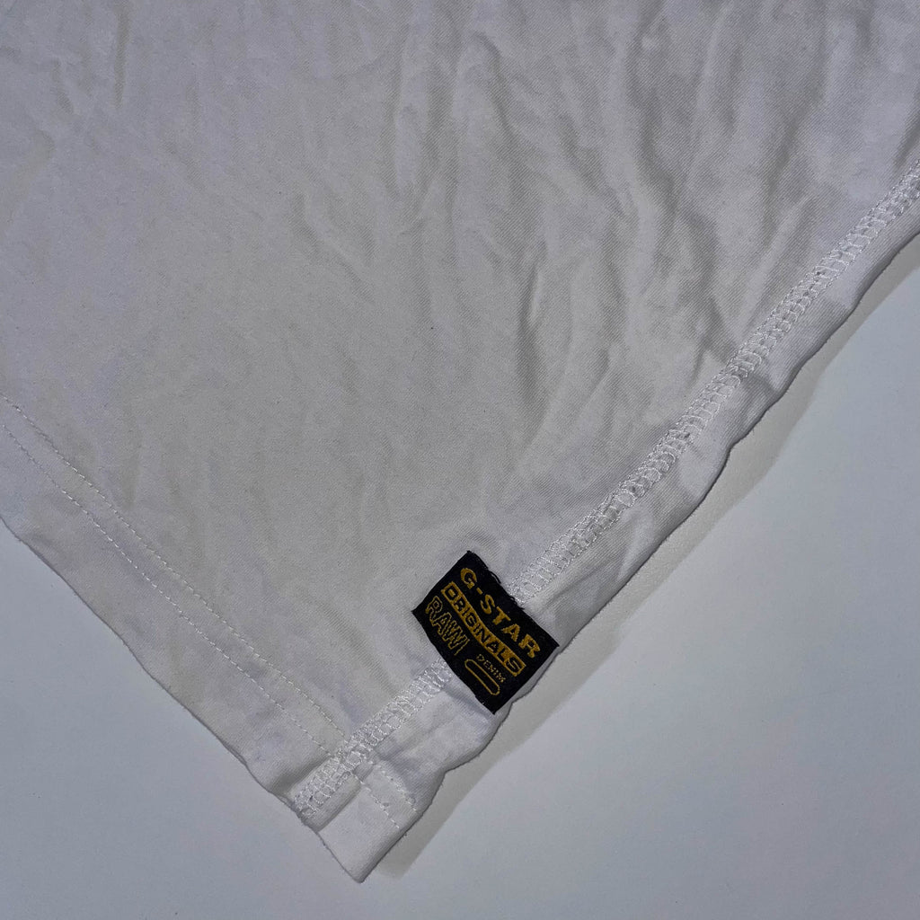 Vintage men's white G-star raw original denim large tees | L 27 W 20 | SKU 3685