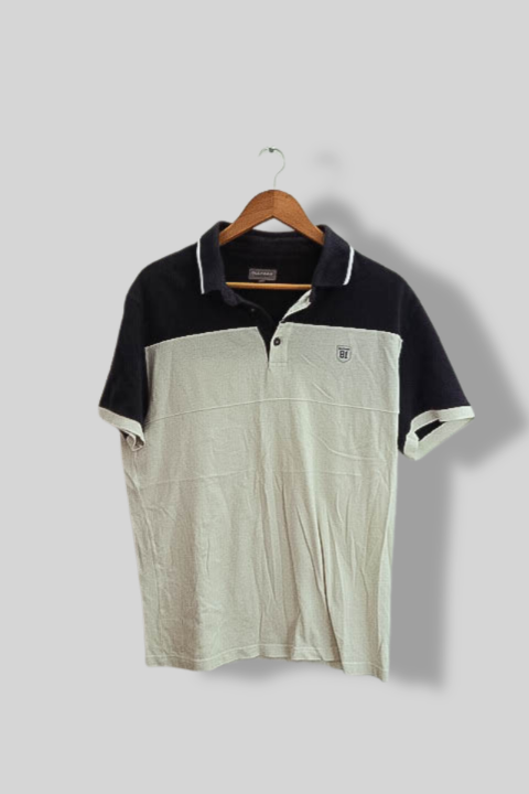 Vintage Ollygan white and black colorblock small polo short sleeve shirt