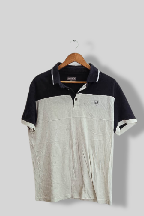 Vintage Ollygan white and black colorblock small polo short sleeve shirt