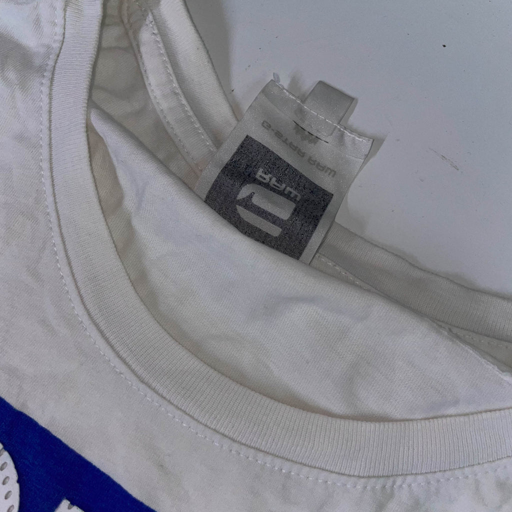 Vintage men's white G-star raw original denim large tees | L 27 W 20 | SKU 3685