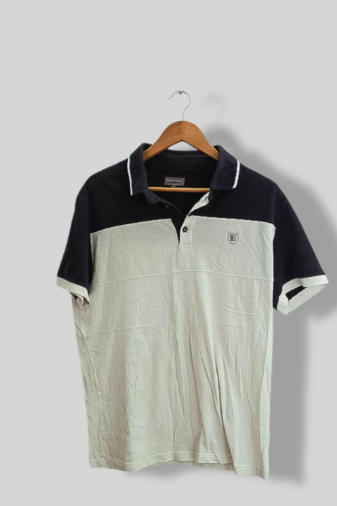Vintage Ollygan white and black colorblock small polo short sleeve shirt