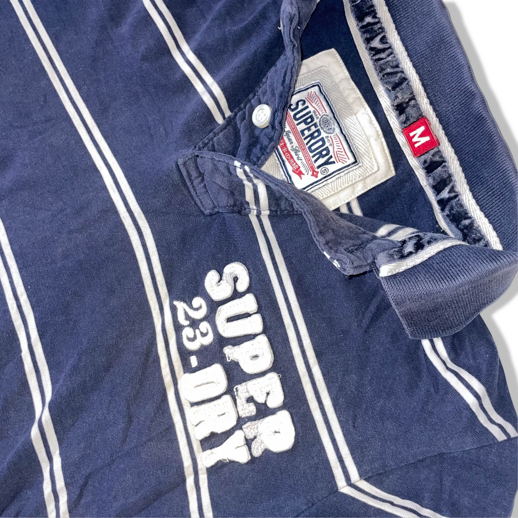 Vintage Superdry blue stripe regular fit mens medium polo shirt